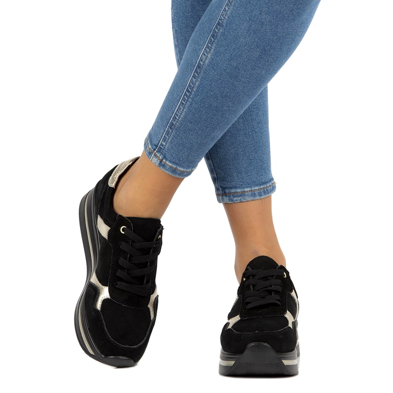 Tenisi din piele intoarsa Filippo DP2004 / 21 negri negru 1