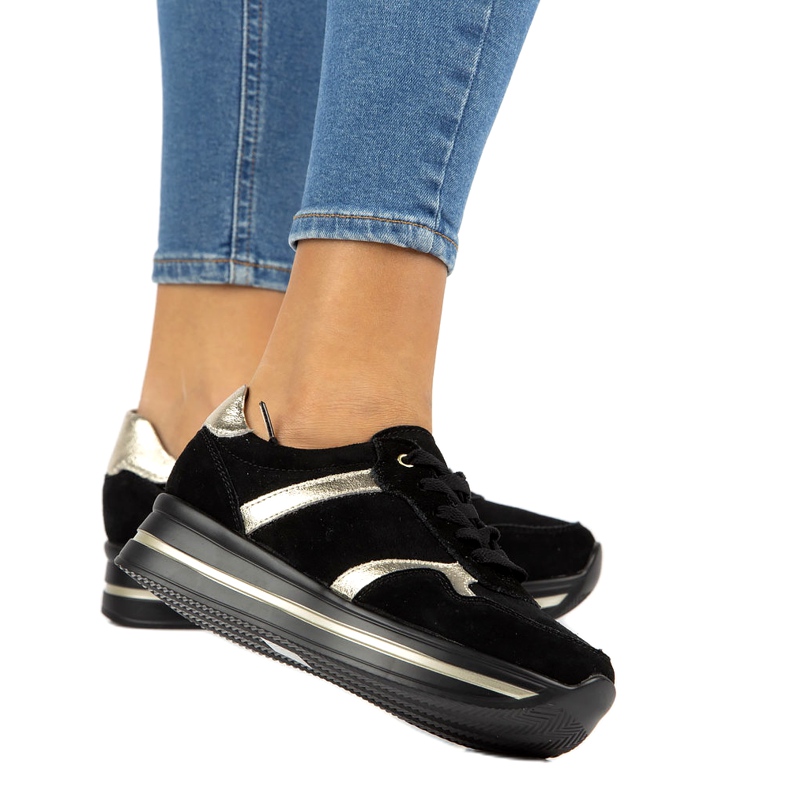 Tenisi din piele intoarsa Filippo DP2004 / 21 negri negru 4