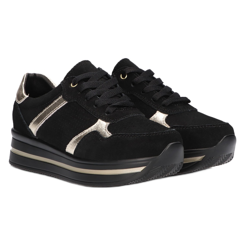 Tenisi din piele intoarsa Filippo DP2004 / 21 negri negru 3