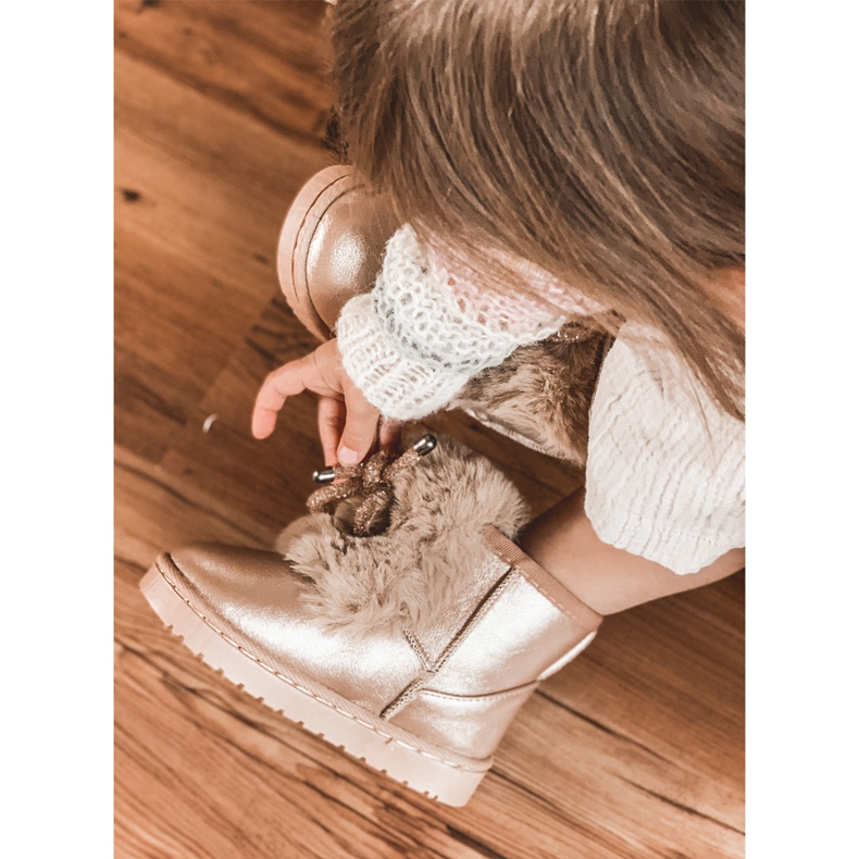 Cizme de zăpadă pentru copii cu blană Auror auriu auriu roz de aur 6