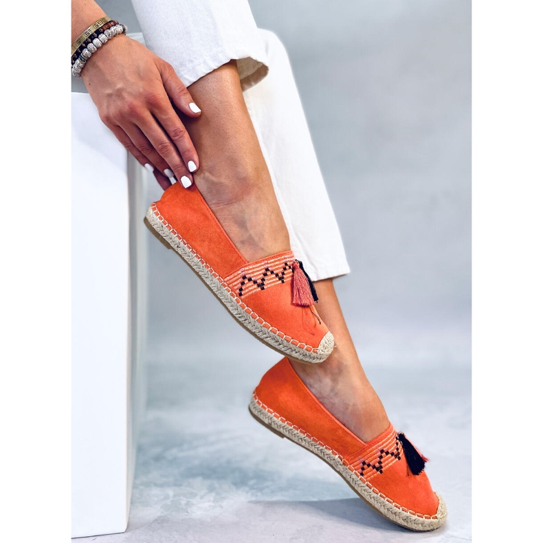 Espadrile boho cu franjuri Birna Orange portocale 1