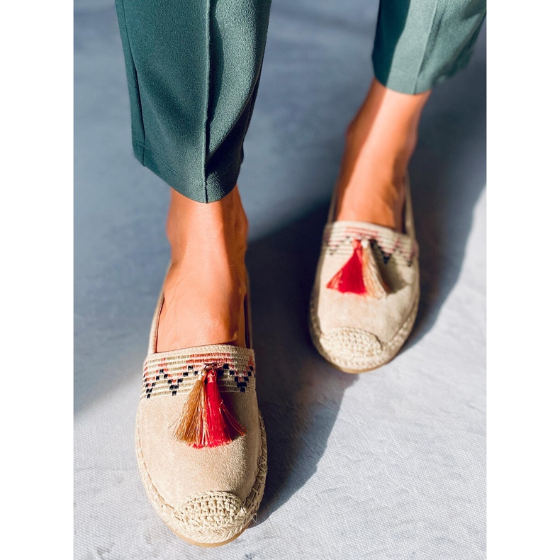 Espadrile Boho cu franjuri Birna Beige bej 2