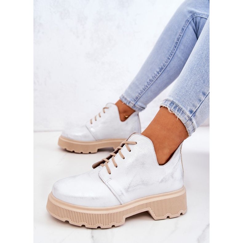 Brogues On The Massive Talpa Nicole White-Silver 2701 alb argint 1