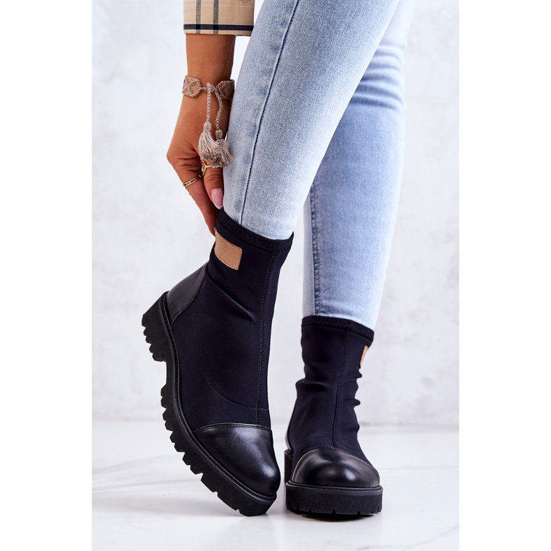 Slip-on din material Nicole Black 2705 negru 2