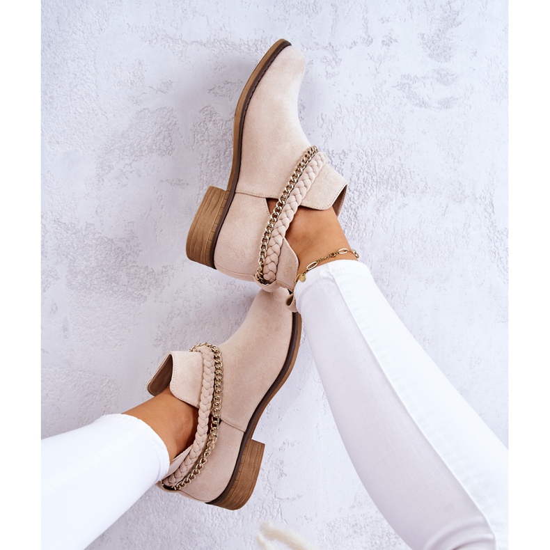 PS1 Cizme din piele intoarsa cu lant Bej Talitha 2