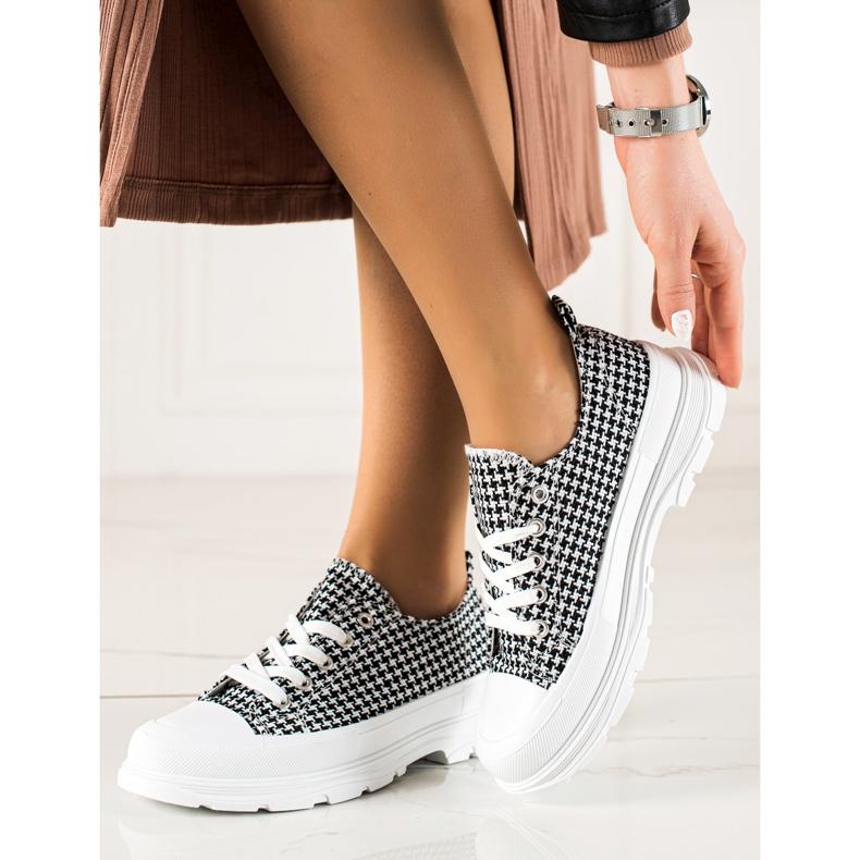 Bona Adidași cu carouri joase alb negru 1