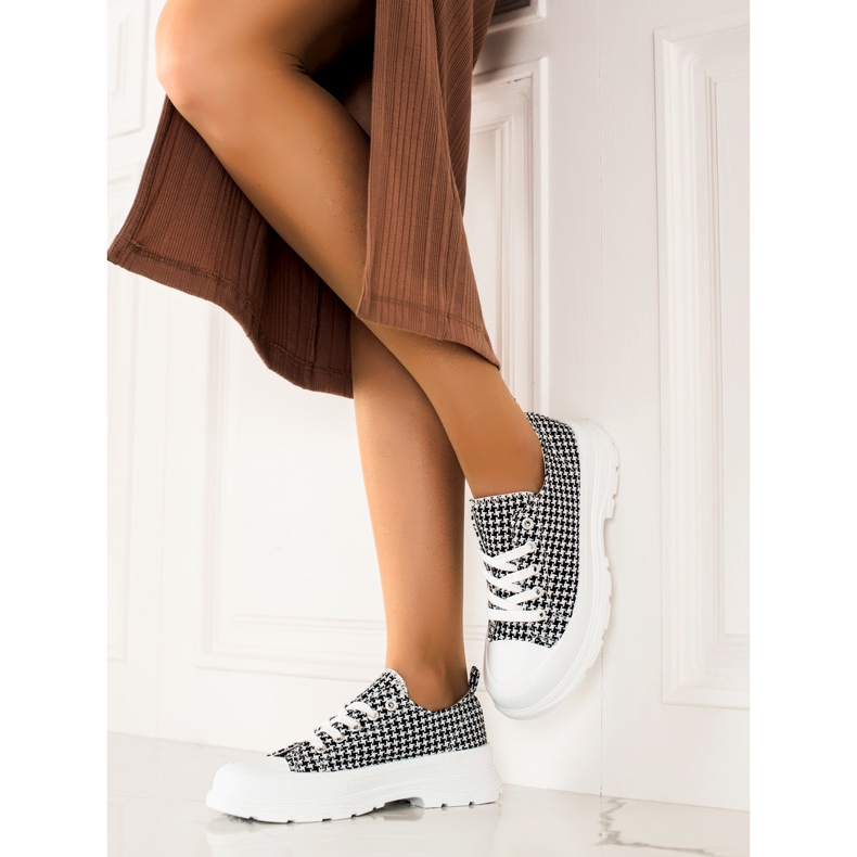 Bona Adidași cu carouri joase alb negru 2