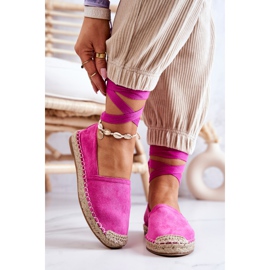 FB1 Espadrile din piele intoarsa legata Fuchsia Ismanne roz 2