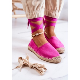 FB1 Espadrile din piele intoarsa legata Fuchsia Ismanne roz 1