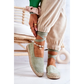 FB1 Espadrile Ismanne din piele intoarsa verde legate 2