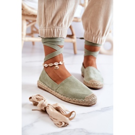 FB1 Espadrile Ismanne din piele intoarsa verde legate 1