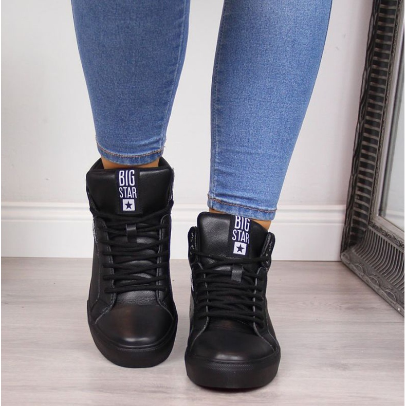 Pantofi sport de vârf Big Star W EE274355 negru 2