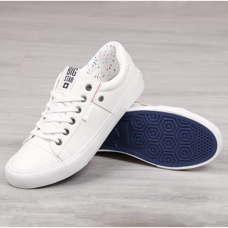 Adidași din piele ecologică redusă Big Star M GG174028 alb 1