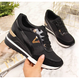 Tenisi cu pană Potocki W WM747A negri negru de aur 1 Tenisi cu pană Potocki W WM747A negri negru de aur 1