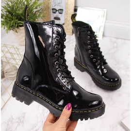 Cizme din piele lacată neagră Filippo W PAW80B negru 1