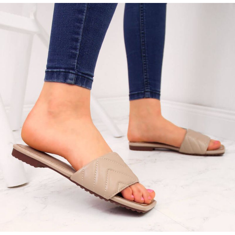 Papuci matlasați S. Barski W OLI103B bej 2