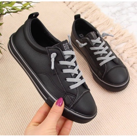 Tenisi low-top cu piele ecologică Big Star Jr HH374038 negru alb 1