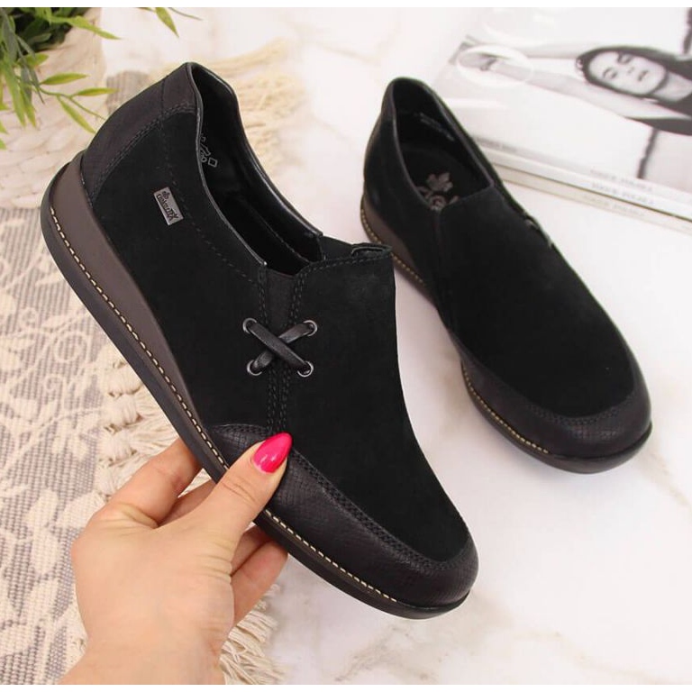 Pantofi din piele cu pană, negru W Rieker 44259 1