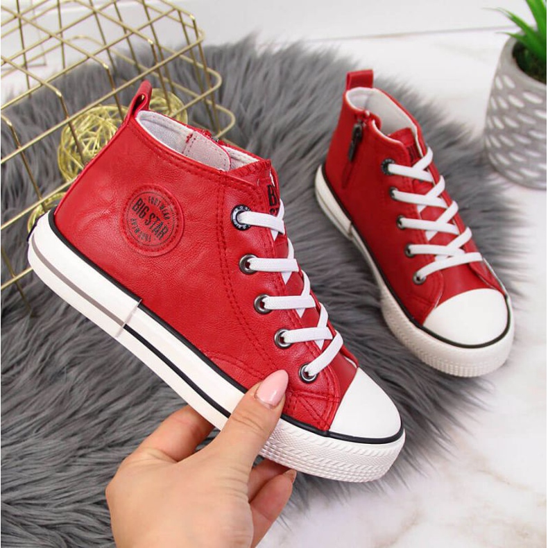 Adidași din piele ecologică Big Star Jr II374005 roșu alb roşu 1