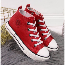 Adidași din piele ecologică Big Star Jr II374005 roșu alb roşu 2