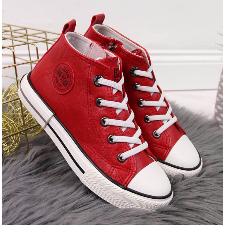 Adidași din piele ecologică Big Star Jr II374005 roșu alb roşu 2