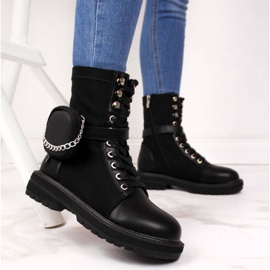 Cizme din piele cu buzunar Goe W II2N4024 negru 2