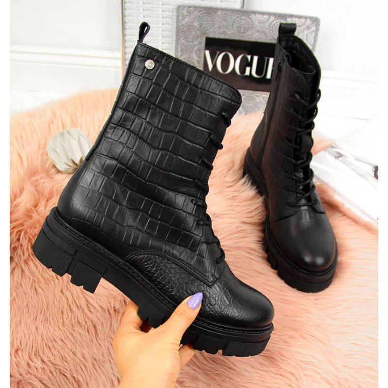 Cizme din piele Goe II2N4099 W negru 1