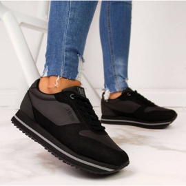 Pantofi sport negri pe platforma Big Star W II274217 negru 2