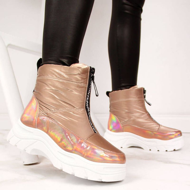 Ghete de zăpadă pe platforma holo Vinceza W JAN46C aurie de aur 2