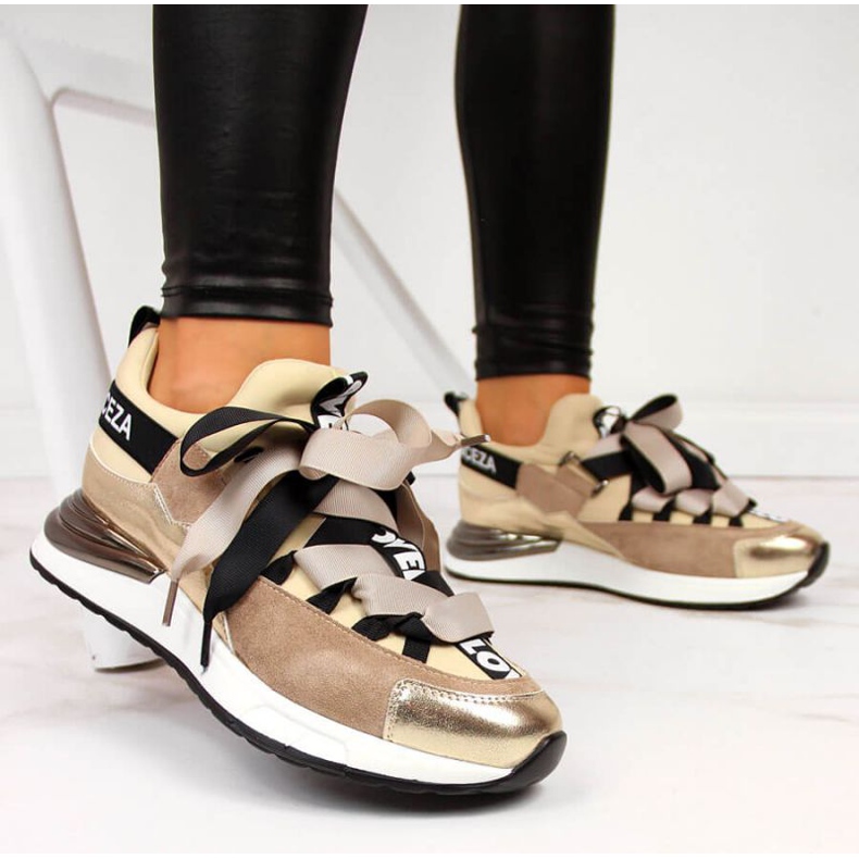 Adidași cu inscripții Vinceza W JAN49A bej 2