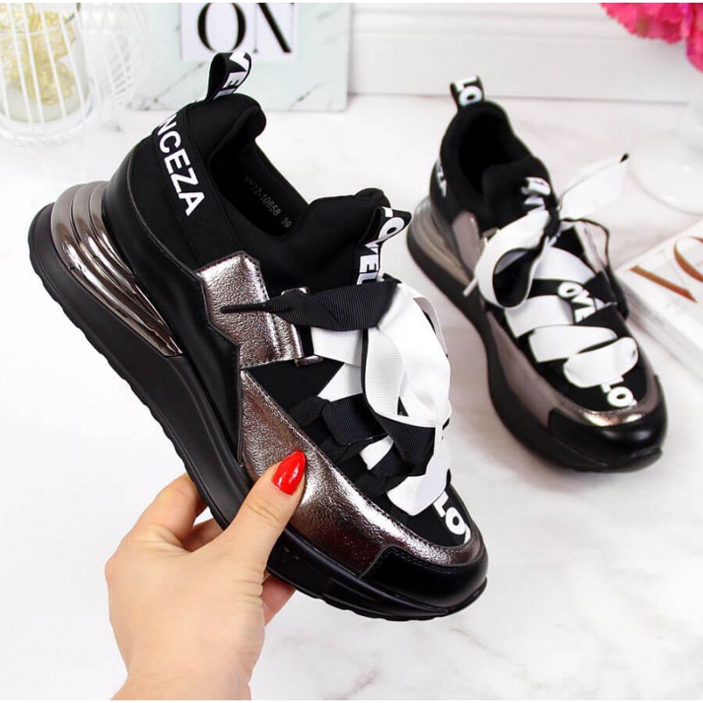 Adidași negri cu inscripții Vinceza W JAN49B negru 1