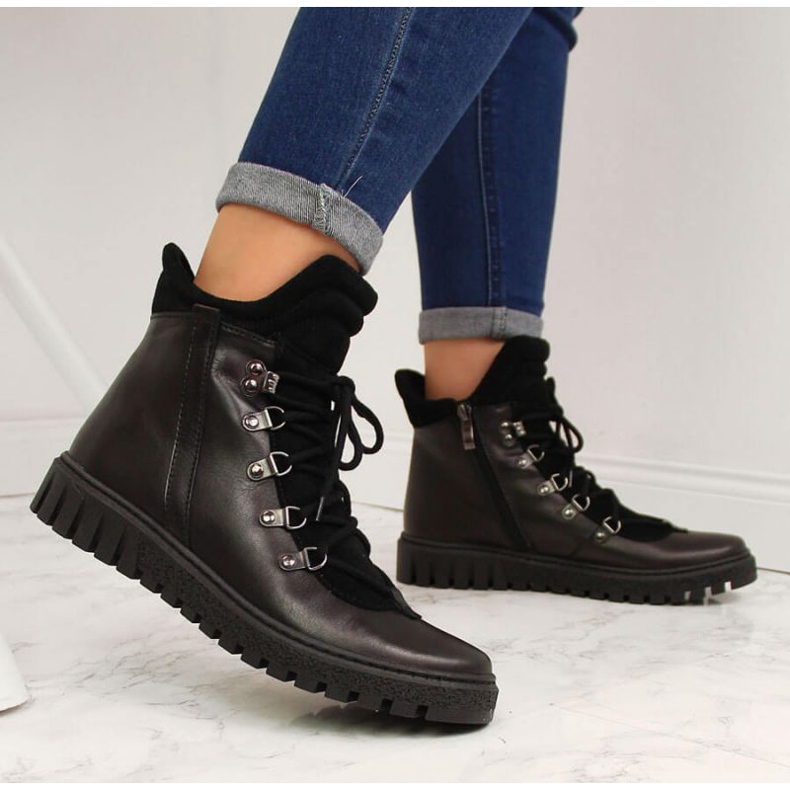 Cizme din piele izolate Dolce Pietro W P49 negru 2