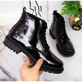 Cizme din piele lacată Filippo W PAW278B negru bej alb 1