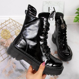 Cizme din piele lacată neagră Filippo W PAW297 negru 1