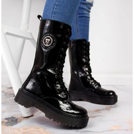 Cizme din piele cu izolație înaltă Filippo W PAW298 negru 2