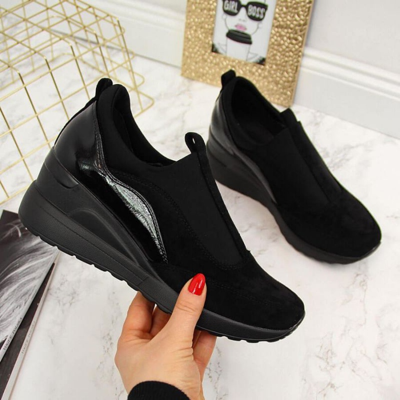 Tenisi cu pană Vinceza W WM790A negri negru 1