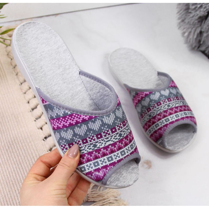 Papuci de casa W BEF17D Befado gri violet 1