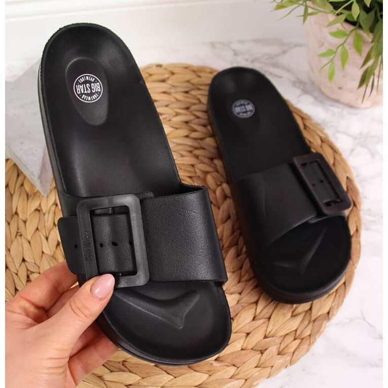 Papuci de plaja negri Big Star W FF274A389 negru 1