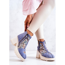 Cizme de piele pe un stâlp masiv Maciejka Blue 05325-06 albastru 5