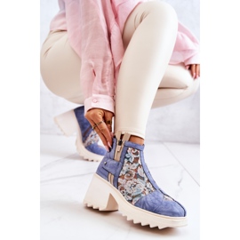 Cizme de piele pe un stâlp masiv Maciejka Blue 05325-06 albastru 8
