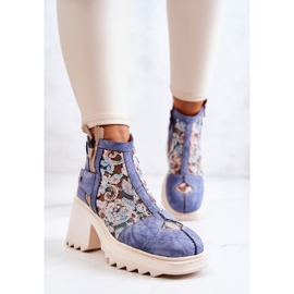 Cizme de piele pe un stâlp masiv Maciejka Blue 05325-06 albastru 1