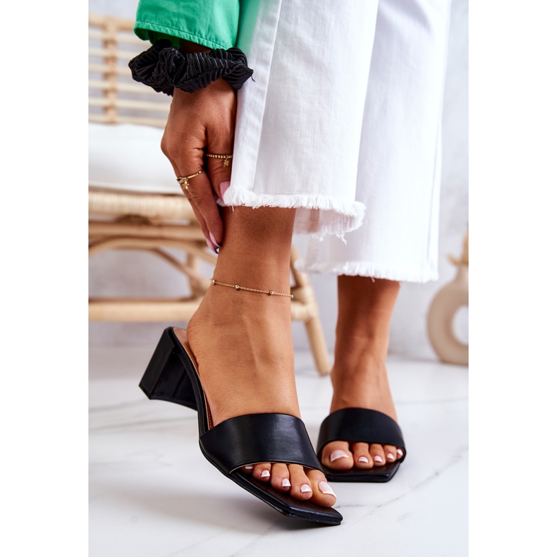 FJ1 Sandale Netty Negre De Piele Pe Toc negru 2