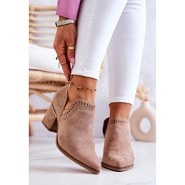 PS1 Cizme de cowboy ajurate din piele intoarsa bej inchis Valerie 2