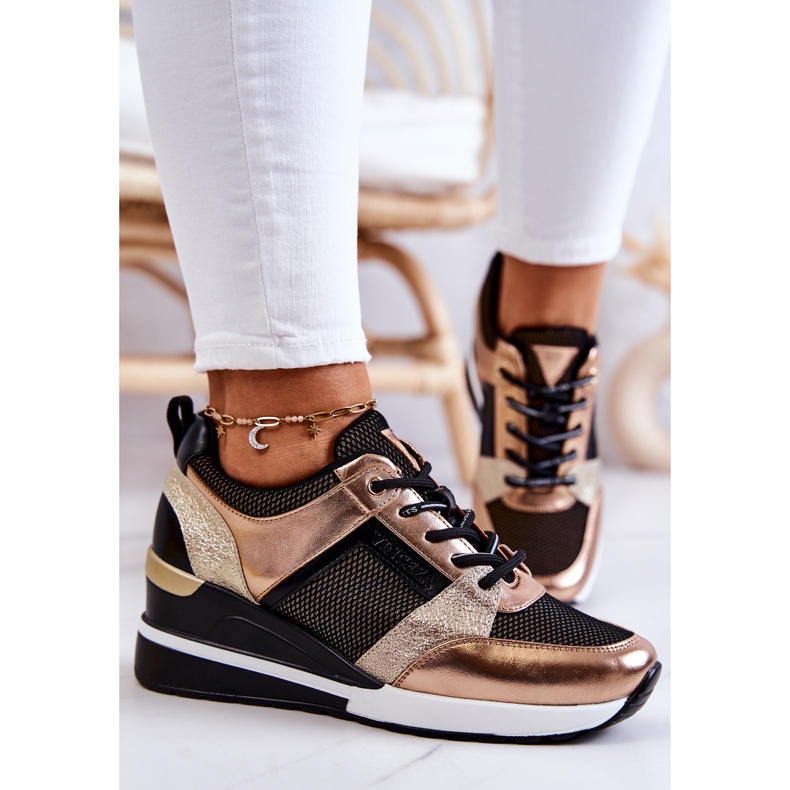 Vinceza Pantofi Sport Pantofi Negru și Auriu Sharon de aur 1
