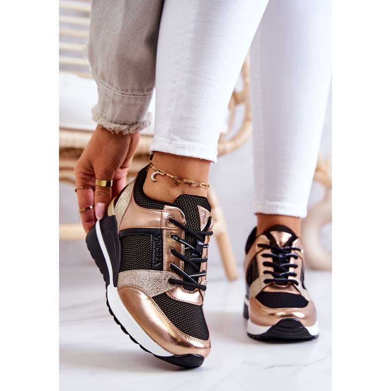 Vinceza Pantofi Sport Pantofi Negru și Auriu Sharon de aur 2