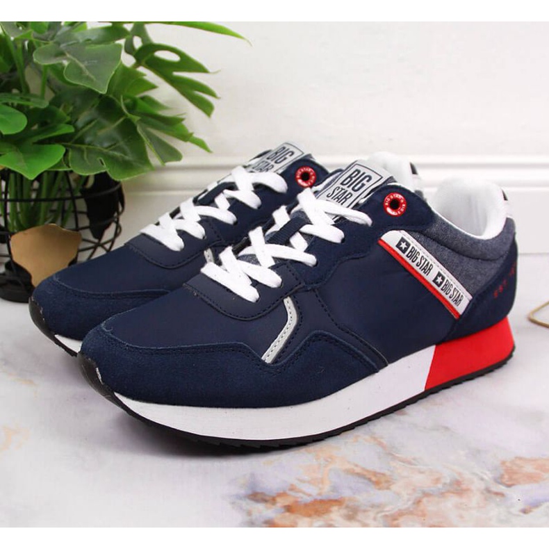 Pantofi sport din piele Big Star W JJ274285 bleumarin albastru marin gri 2