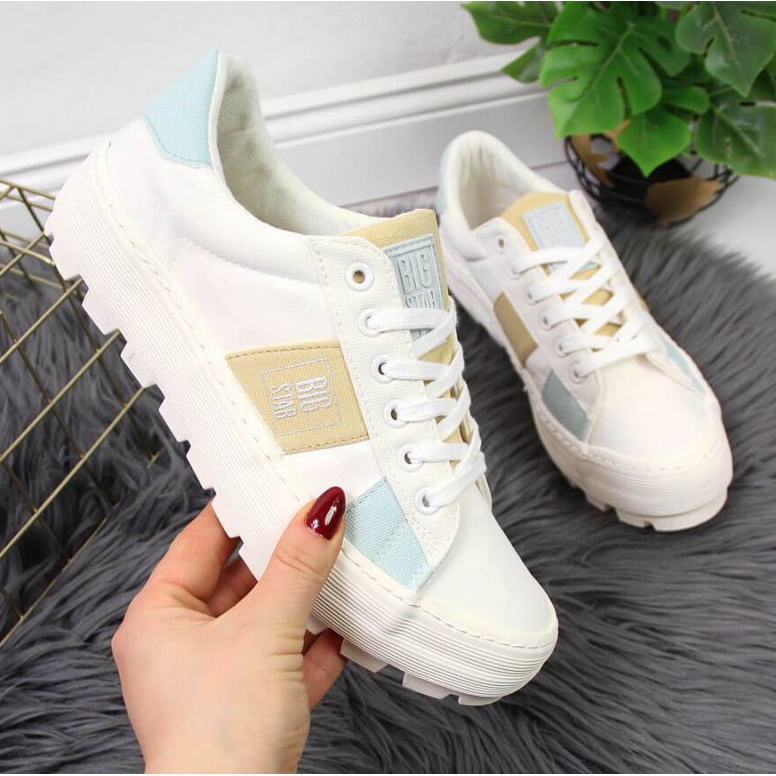 Tenisi din material textil pe platforma Big Star W JJ274480 alb 1