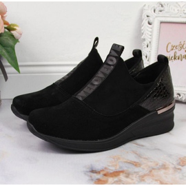 Tenisi din piele pe pană Filippo W PAW253A negru 2