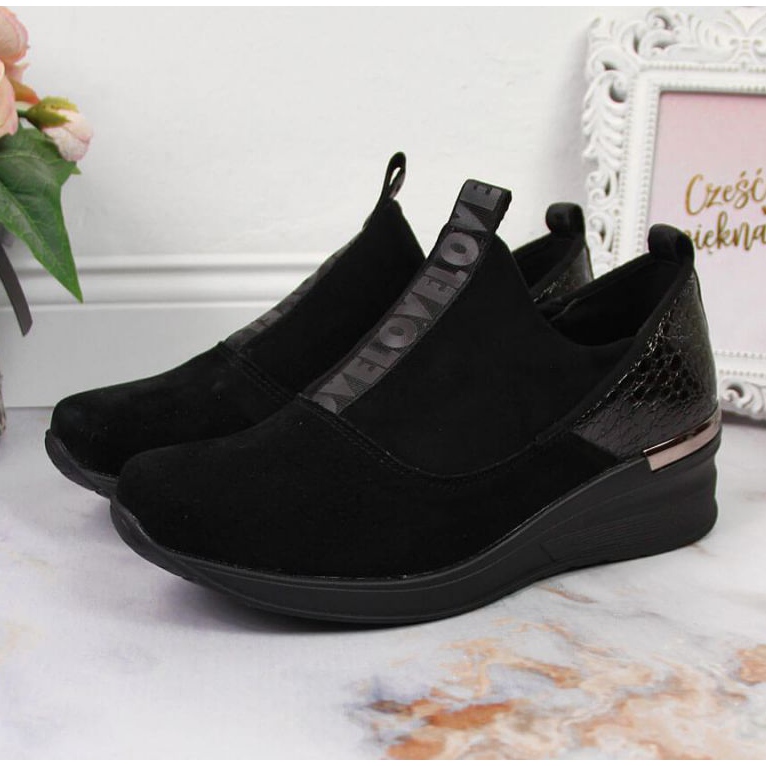 Tenisi din piele pe pană Filippo W PAW253A negru 2