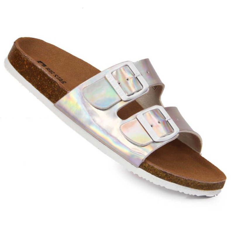 Papuci cu catarame Big Star W HH274895 argintiu 1